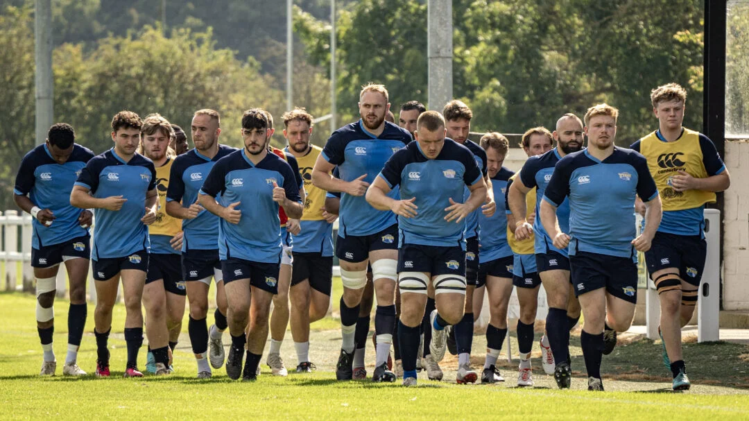 Some of the squad warming up pre-match