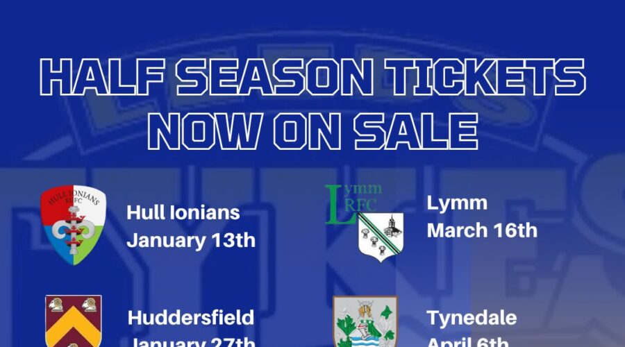 Half season ticket now on sale Logos of teams & dates of matches