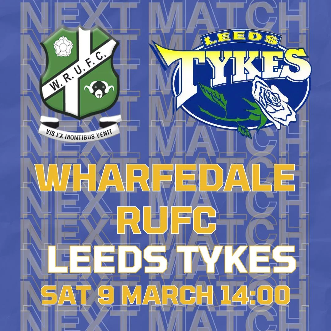 Next match Wharfedale RUFC Leeds Tykes Team logos Sat 9 March 14:00