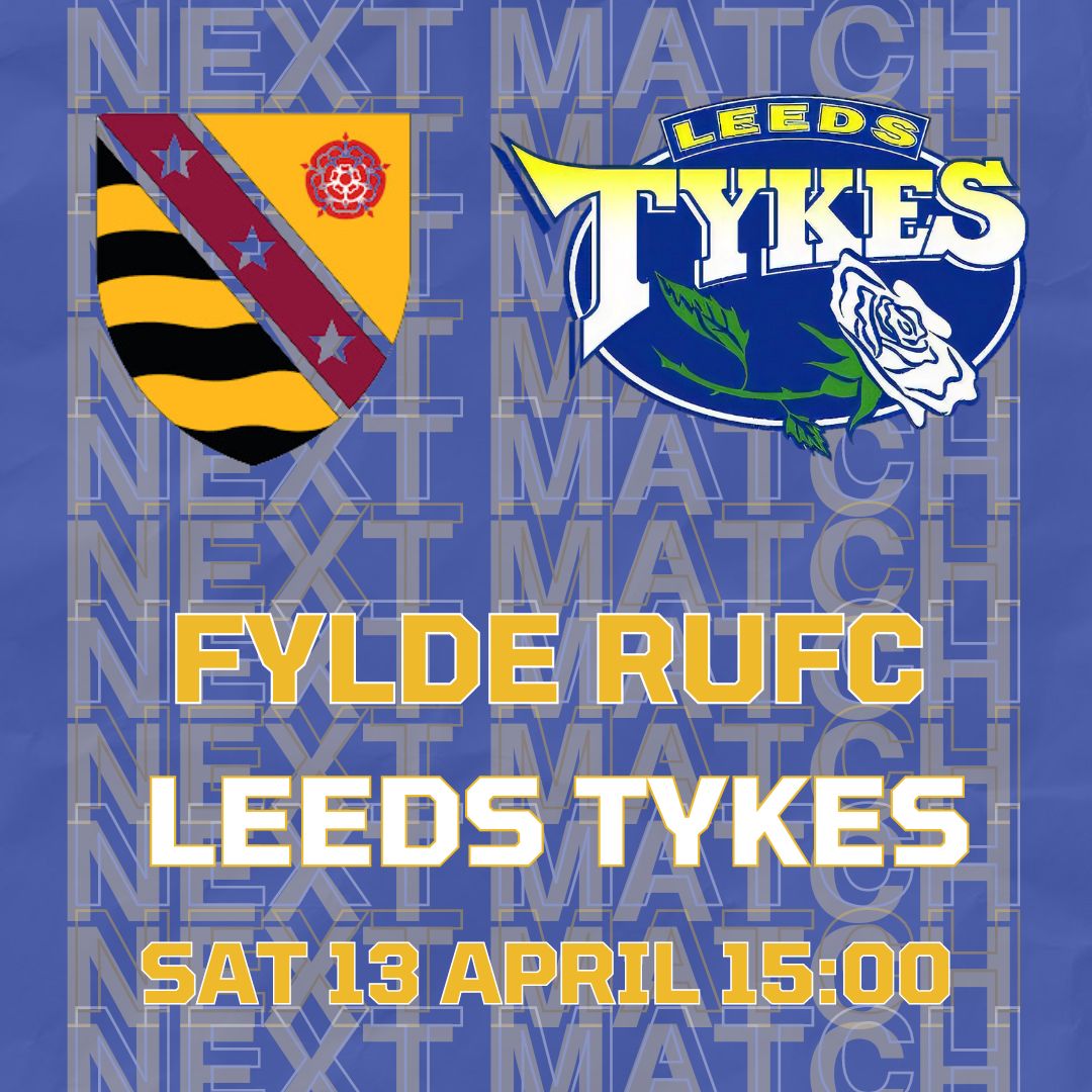 Next match Fylde RUFC Leeds Tykes Team logos Sat 13 April 15:00