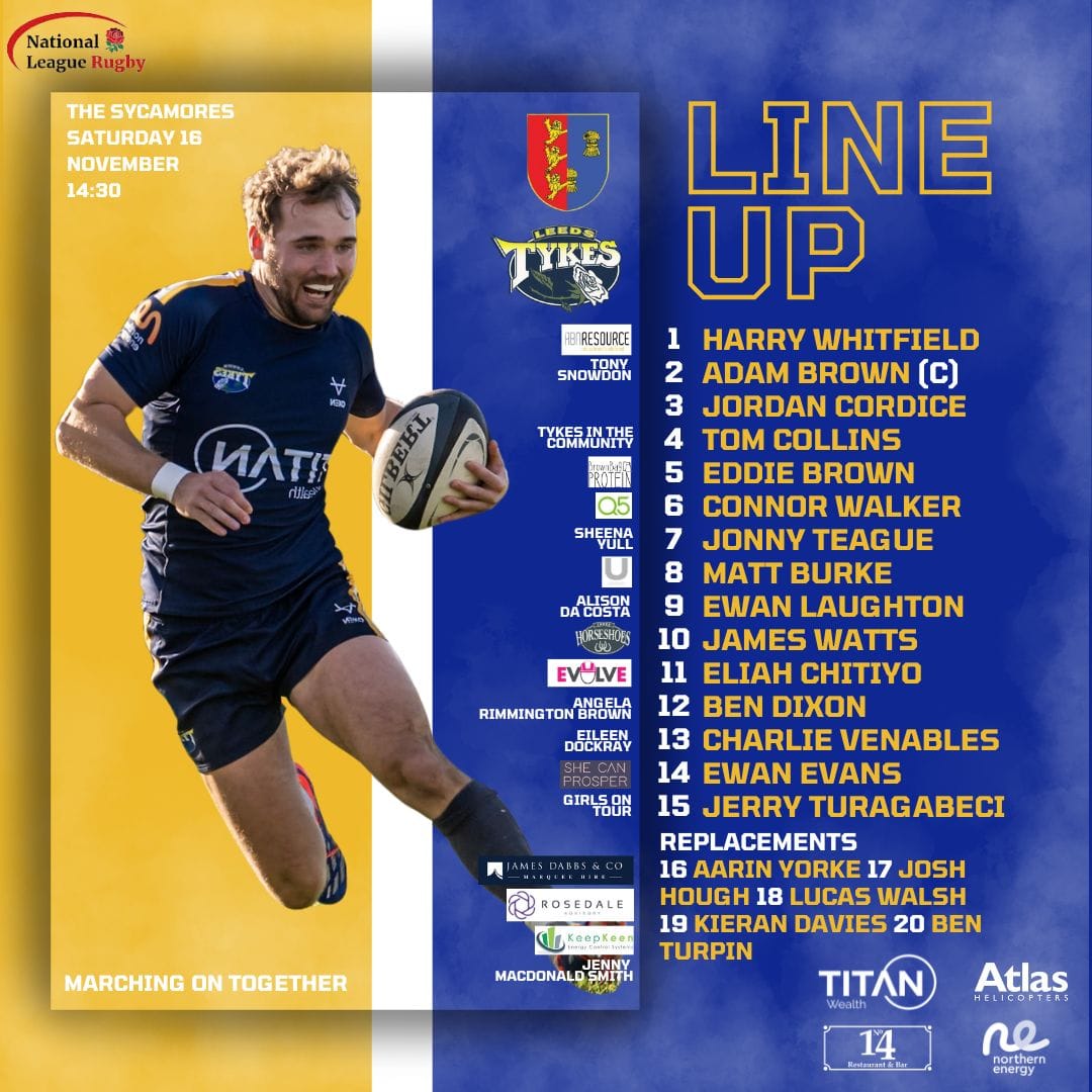 Leeds Tykes match squad 16 November