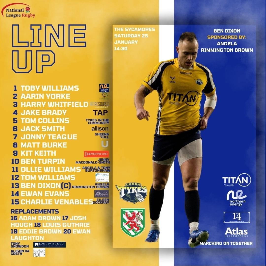 Leeds Tykes line-up 25 January