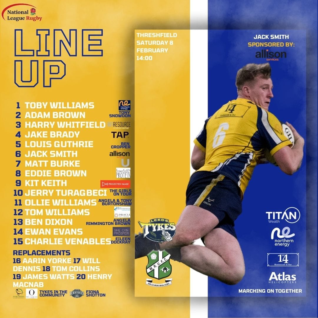 Leeds Tykes line-up 8 February